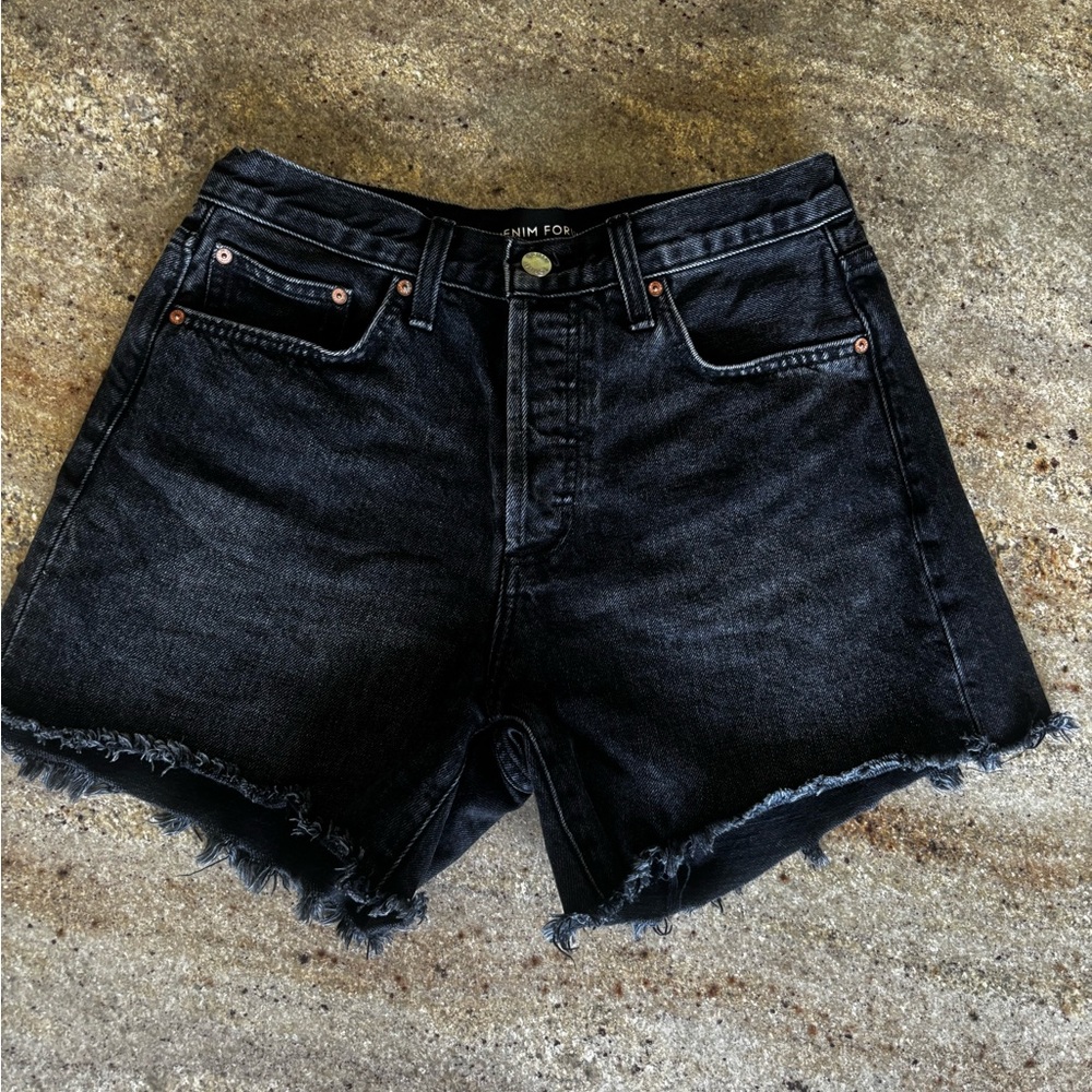 Aritzia Denim Forum The Ex Boyfriend Midi Shorts Size 25 Black